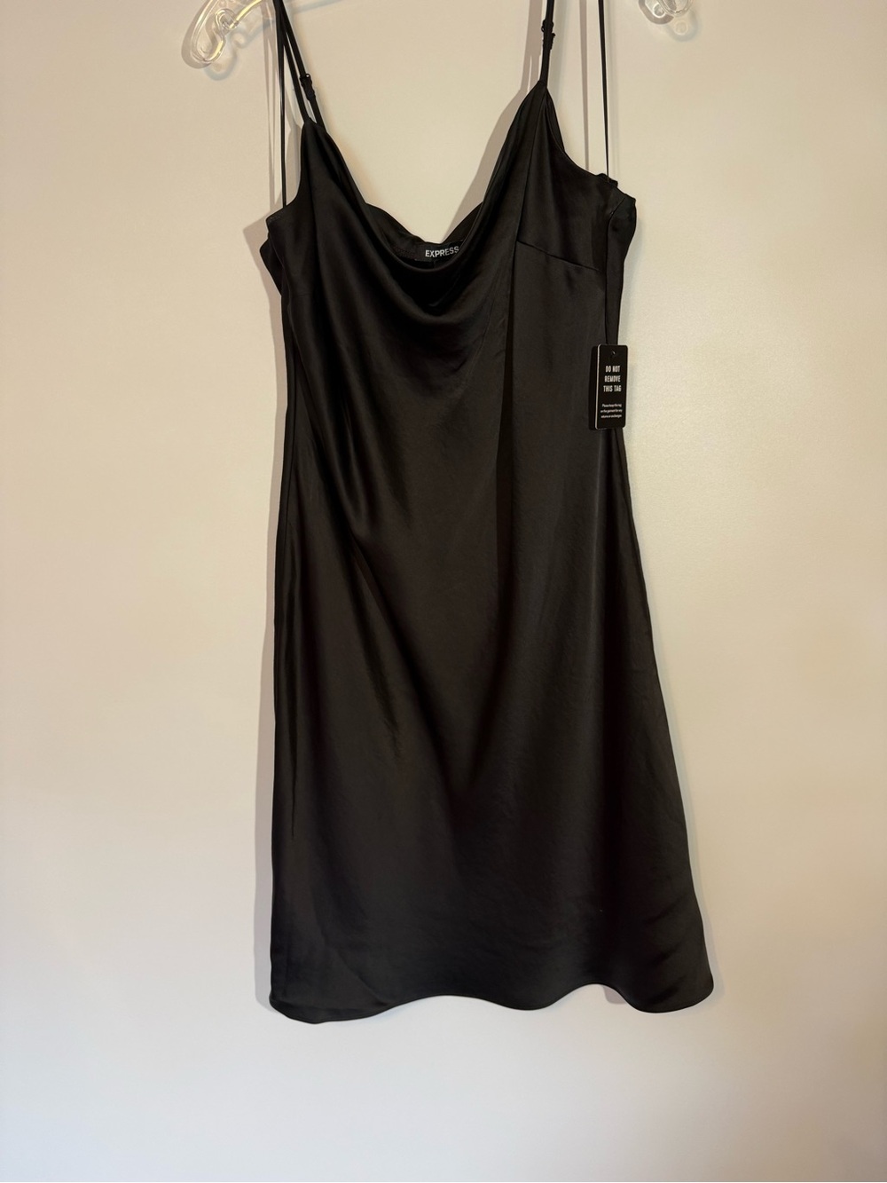 Express Black Satin Cowl Slip Mini Dress